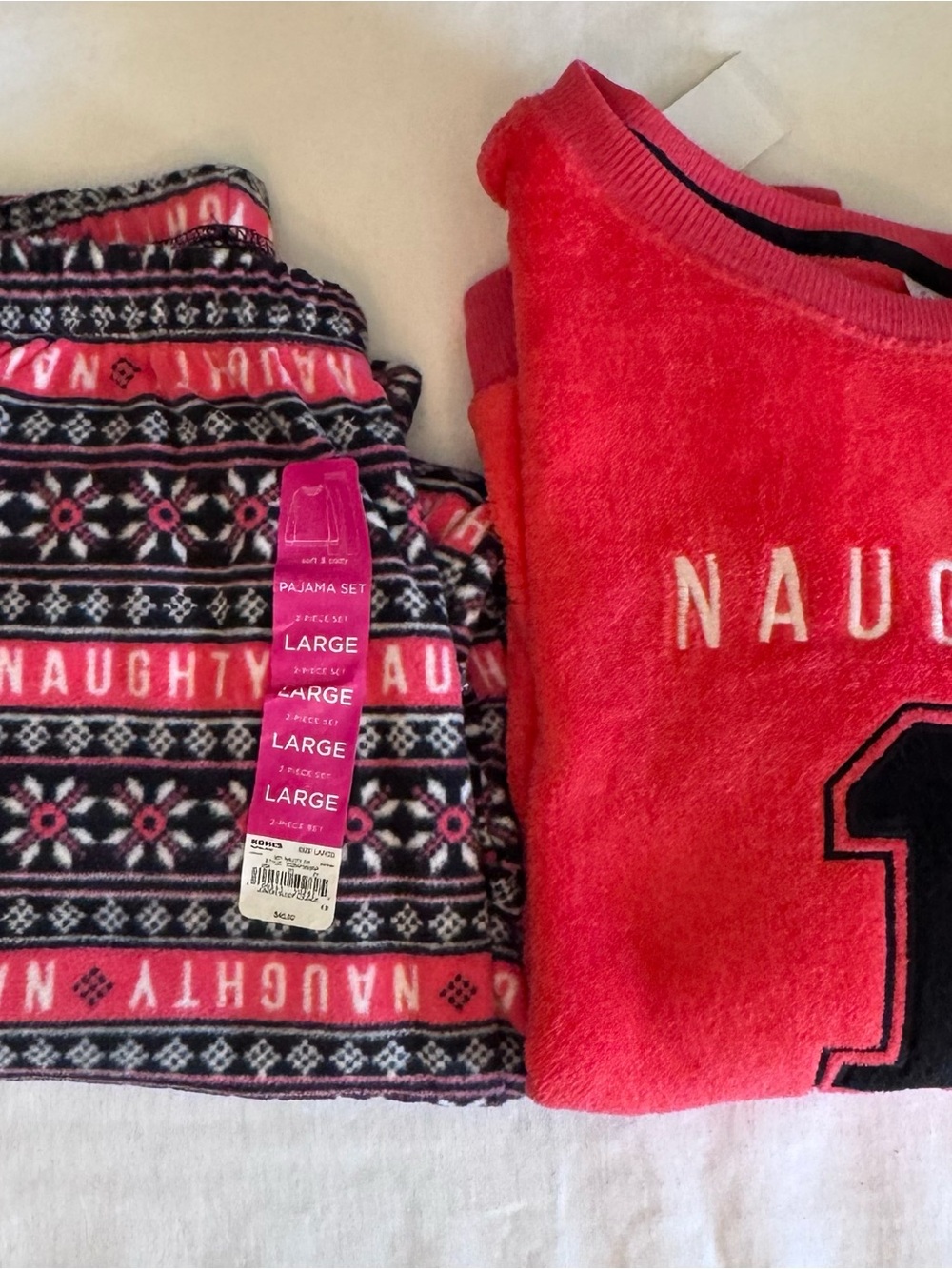 Naughty 1 Coral Fleece Women's Pajama Set shirt and pants